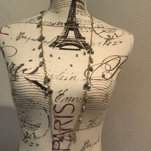 Long Pastel Beaded Gold Necklace